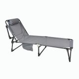 Șezlong pliabil cu pernă, gri, 189 x 63 x 34 cm