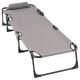 Șezlong pliabil, gri, poliester, 182 x 60 x 30 cm