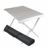 Masă de camping cu geantă, din aluminiu, gri, 108 x 71 x 72