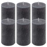 Set de lumânări rustice, 11,5 cm, Ø 6,8 cm, antracit, 6 buc