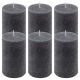 Set de lumânări rustice, 11,5 cm, Ø 6,8 cm, antracit, 6 buc