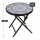Masă bistro de grădină, pliabilă, Ø 45 cm, albastru/motivat