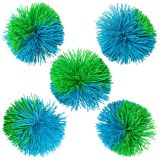 Mingi fuzzy, 7 cm, verde / albastru, 5 buc