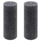 Set de lumânări rustice, 20 cm, Ø 7,5 cm, antracit, 2 buc