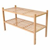Raft din bambus, 2 polițe, dulap de pantofi, 68 x 29 x 40 cm