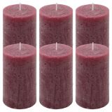 Set de lumânări rustice, 11,5 cm, Ø 6,8 cm, burgundy, 6 buc