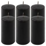 Set de lumânări pilon, 11,5 cm, Ø 6 cm, negru, 6 buc.