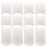 Set de lumânări rustice, 11,5 cm, Ø 6,8 cm, alb, 12 buc