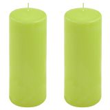 Set de lumânări pilon, 20 cm, Ø 7,5 cm, verde deschis, 2 buc