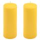Set de lumânări tip pilon, 20 cm, Ø 7,5 cm, galben, 2 buc
