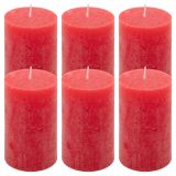 Set de lumânări rustice, 11,5 cm, Ø 6,8 cm, roșu, 6 buc