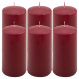 Set de lumânări tip pilon, 15 cm, Ø 7,5 cm, burgundy, 6 buc