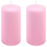 Set de lumânări pilon, 15 cm, Ø 7,5 cm, roz, 2 bucăți