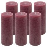 Set de lumânări rustice, 20 cm, Ø 7,5 cm, burgundy, 6 buc