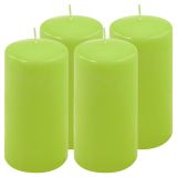 Set de lumânări pilon, 15 cm, Ø 7,5 cm, verde deschis, 4 buc
