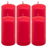 Set de lumânări pilon, 11,5 cm, Ø 6 cm, roșu, 6 buc.