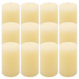 Set de lumânări rustice, 11,5 cm, Ø 6,8 cm, crem, 12 buc