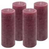 Set de lumânări rustice, 20 cm, Ø 7,5 cm, burgundy, 4 buc