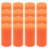 Set de lumânări rustice, 10 cm, Ø 5 cm, portocaliu, 16 buc