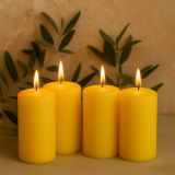 Set de lumânări tip stâlp, 15 cm, Ø 7,5 cm, galben, 4 buc