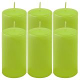 Set de lumânări pilon, 11,5 cm, Ø 6 cm, verde deschis, 6 buc