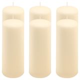 Set de lumânări pilon, 20 cm, Ø 7,5 cm, crem, 6 buc