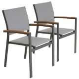 Set de scaune de grădină metalice stivuibile, antracit, 2 bu