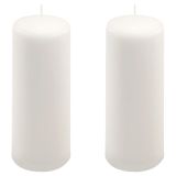 Set de lumânări tip pilon, 20 cm, Ø 7,5 cm, alb, 2 buc