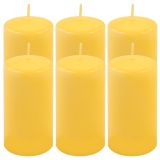 Set lumânări pilon, 11,5 cm, Ø 6 cm, galben, 6 bucăți