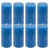 Set de lumânări rustice, 10 cm, Ø 5 cm, albastru, 8 buc