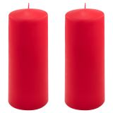 Set de lumânări stâlp, 20 cm, Ø 7,5 cm, roșu, 2 buc
