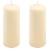 Set de lumânări tip stâlp, 20 cm, Ø 7,5 cm, crem, 2 buc