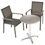 Set de grădină cu masă bistro și 2 scaune stivuibile, gri