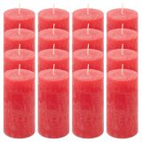 Set de lumânări rustice, 10 cm, Ø 5 cm, roșu, 16 buc