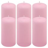 Set de lumânări pilon, 11,5 cm, Ø 6 cm, roz, 6 buc.