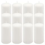 Set de lumânări stâlp, 11,5 cm, Ø 6 cm, alb, 12 buc.