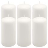 Set de lumânări pilon, 11,5 cm, Ø 6 cm, alb, 6 buc.