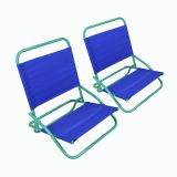 Set de scaune de plajă pliabile, PVC, albastru - verde, 2 bu