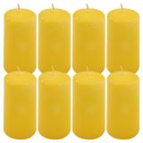 Set de lumânări pilon, 10 cm, Ø 5 cm, galben, 8 buc.