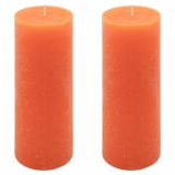 Set de lumânări rustice, 20 cm, Ø 7,5 cm, portocaliu, 2 buc