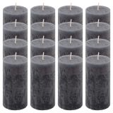 Set de lumânări rustice, 10 cm, Ø 5 cm, antracit, 16 buc.