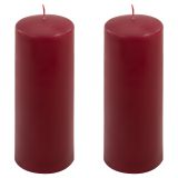 Set de lumânări în formă de pilon, 20 cm, Ø 7,5 cm, burgundy
