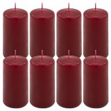 Set de lumânări pilon, 10 cm, Ø 5 cm, burgundy, 8 buc