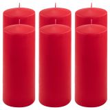 Set de lumânări în formă de pilon, 25 cm, Ø 10 cm, roșu, 6 b