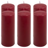Set lumânări stâlp, 20 cm, Ø 7,5 cm, visiniu, 6 buc.