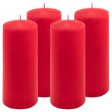 Set de lumânări stâlp, 20 cm, Ø 7,5 cm, roșu, 4 buc