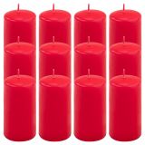Set de lumânări pilon, 11,5 cm, Ø 6 cm, roșu, 12 buc.