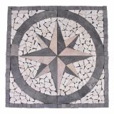 Mozaic din marmură, motiv Compass Star, 60 x 60 cm.