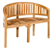 Bancă de grădină din lemn de tec – 2 locuri, șezut arcuit,