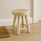 Scaun taburet rotund din tec, lucrat manual, 46 cm